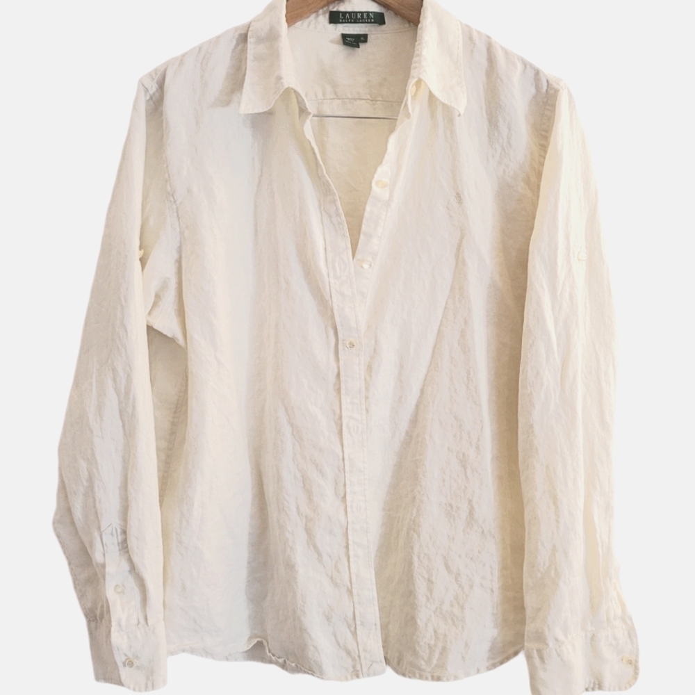 Lauren Ralph Lauren Off White Button-Down Shirt